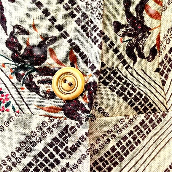 True Vtg. Handmade 70s Dress Long Sleeve Breast Pockets Fall Academia Size 14 - Picture 8 of 12